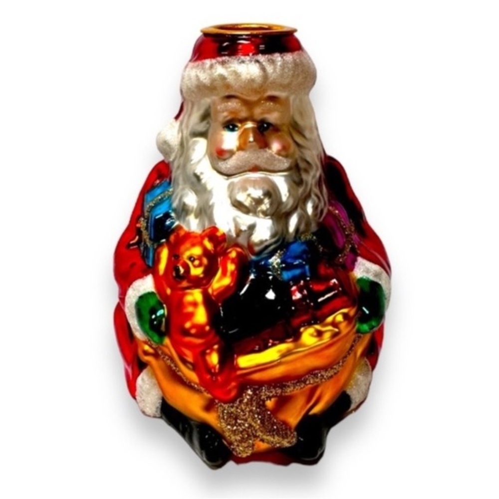 Santa Claus Hand Blown Glass Candle Holder Colorful Taper Candle Christmas Decor